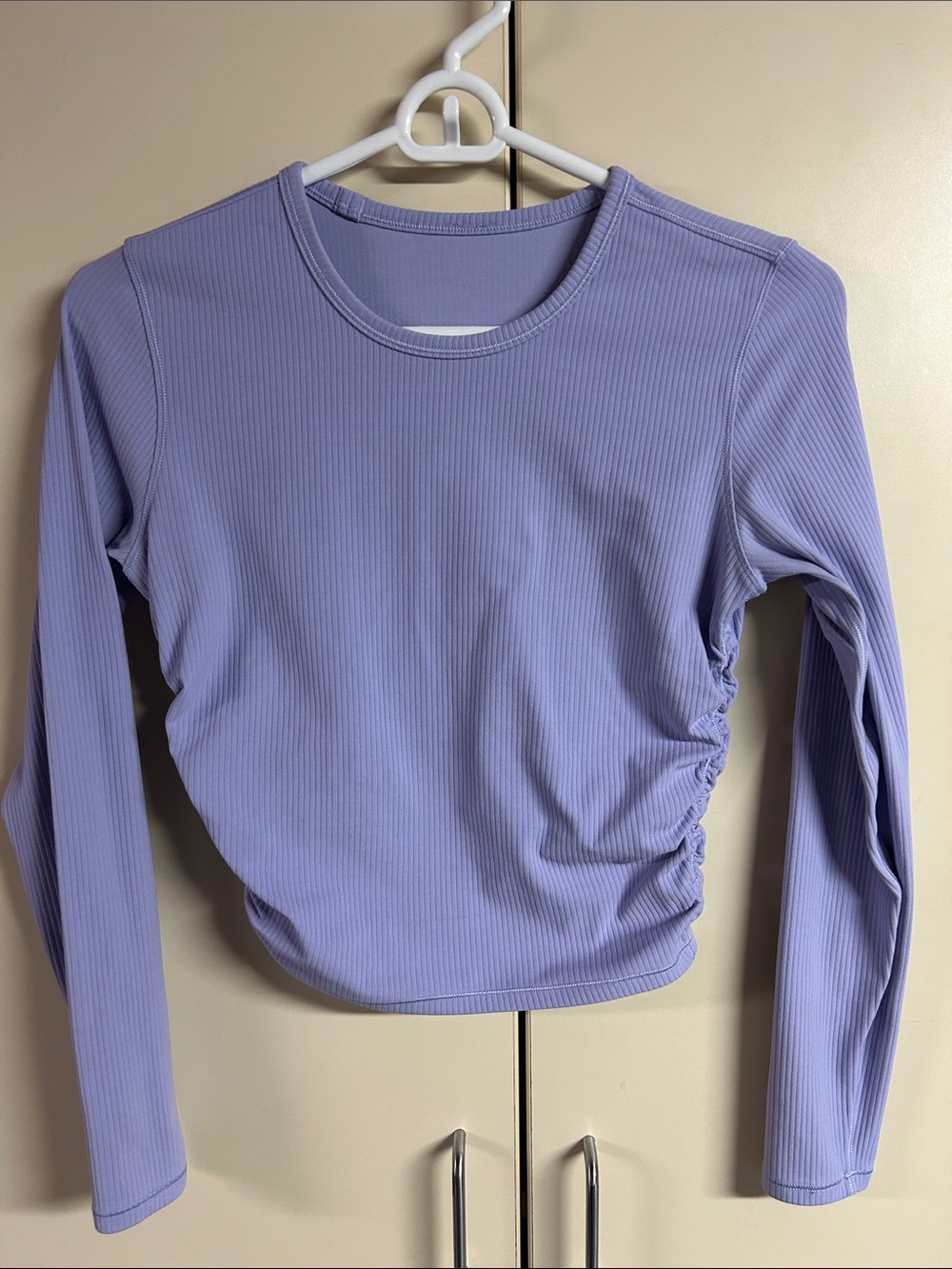 Lululemon All It Takes Ribbed Nulu Long-Sleeve Cropped Top in Lilac Smoke